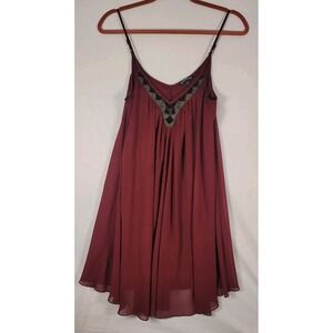 Express Dress Womens XS Maroon Beaded Sleeveless Cocktail Party Baby Doll Y2K‎